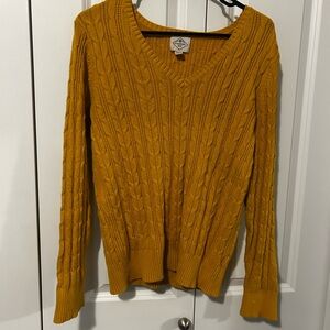 St. John's Bay Mustard V-Neck Cable Sweater